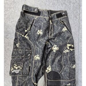 Shift Duchess Pants Women 6 Black Skull Floral Motorcross Riding Cargo w/Leather